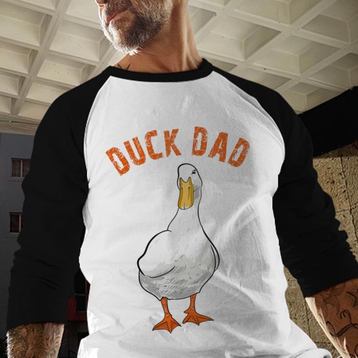 Cute Duck Dad Lover Illustration Duck Owner Men Baseball Raglan Shirt