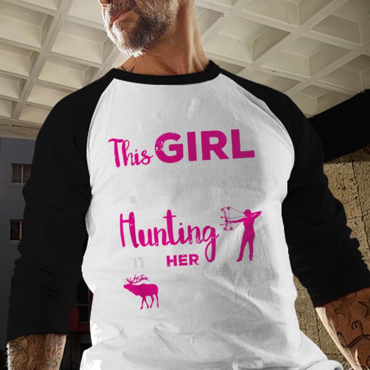 Cute Girls Hunting Dad Daughter Hunting Buddy Hunter Men Baseball Raglan Shirt