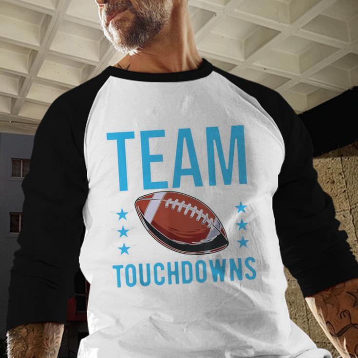 Cute Team Touchdowns Gender Reveal For Mom And Dad Men Baseball Raglan Shirt