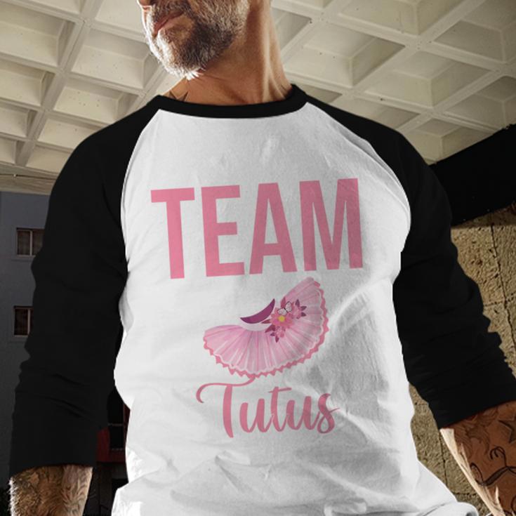 Cute Team Tutus Gender Reveal For Mom And Dad Men Baseball Raglan Shirt