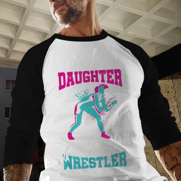 Cute Wrestling Daughter Favorite Wrestler Dad Mom Men Baseball Raglan Shirt