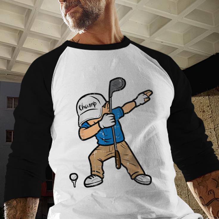 Dabbing Golfer Golfing Golfer Dad Men Boys Kids Youth Men Baseball Raglan Shirt