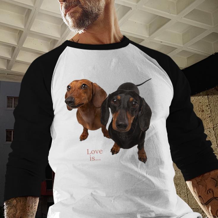 Dachshund Shirt Doxie Mom Dad Love Wiener Dog Puppy Cute Tee Men Baseball Raglan Shirt
