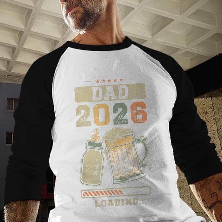 Dad 2026 Loading Baby Shower Going To Be a Dad Gender Reveal Men Baseball Raglan Shirt