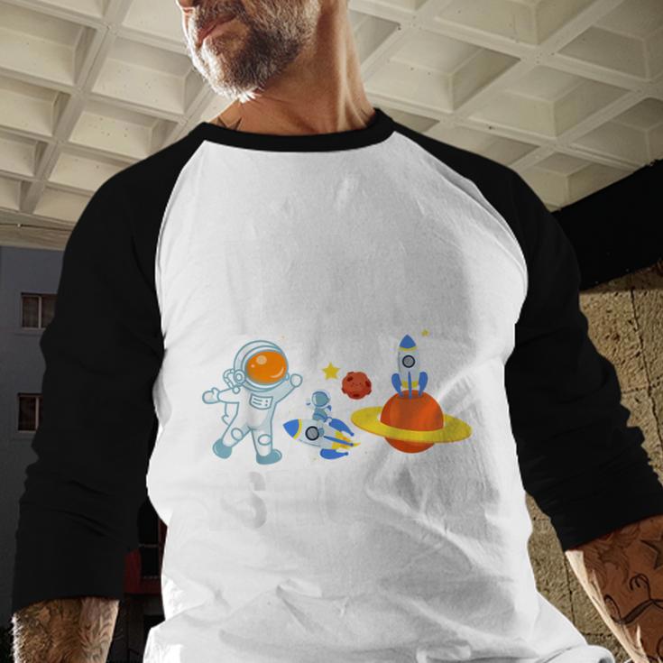 Dad Of The Astronaut Space Astronaut Birthday Family Men Baseball Raglan Shirt