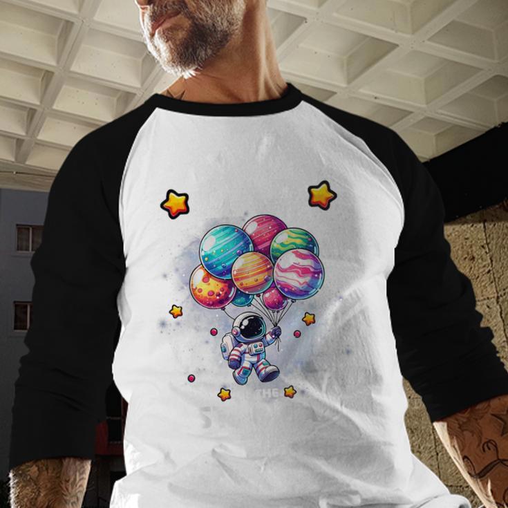 Dad Of The Astronaut Space Theme First Birthday Party Men Baseball Raglan Shirt