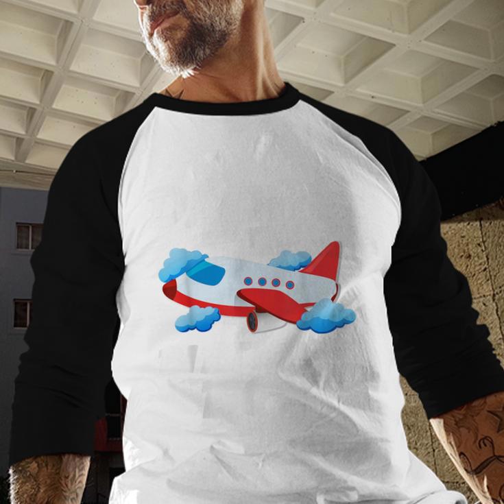 Dad Of The Birthday Boy Airplane Men Baseball Raglan Shirt