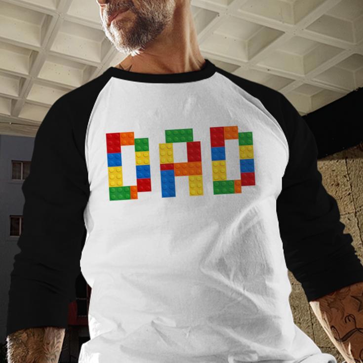 Dad Of The Birthday Boy Building Blocks Bricks Builder Men Baseball Raglan Shirt