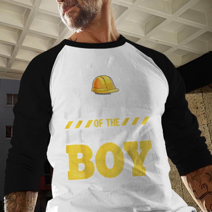 Dad Of The Birthday Boy Construction Birthday Party Hat Men Men Baseball Raglan Shirt