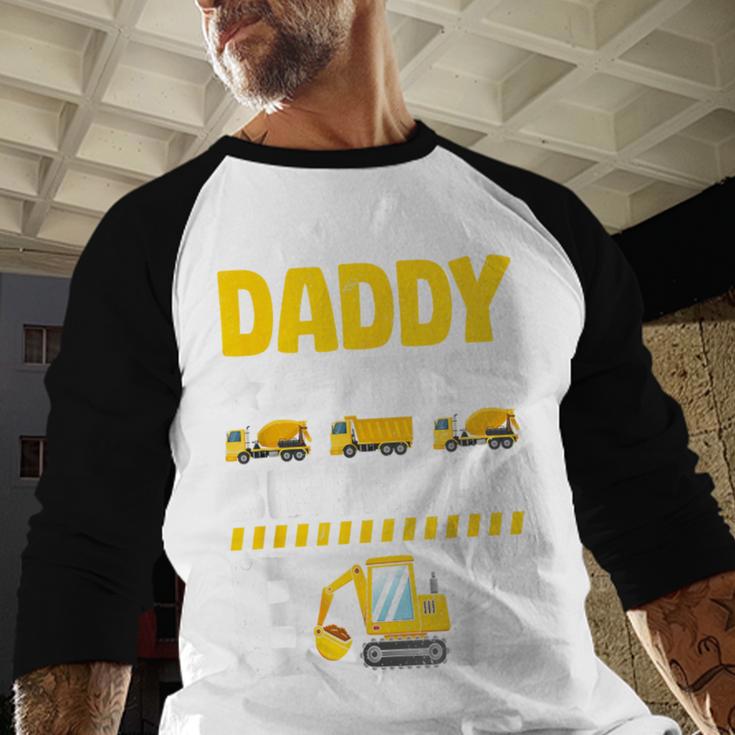 Dad Of The Birthday Boy Construction Theme Party Matching Men Baseball Raglan Shirt