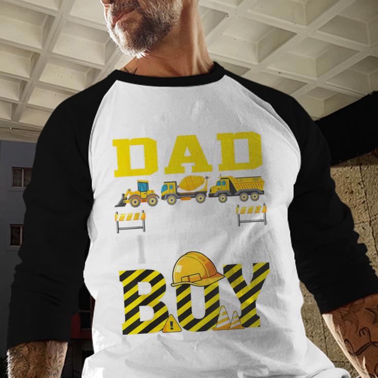 Dad Of The Birthday Boy Construction Truck Men Baseball Raglan Shirt
