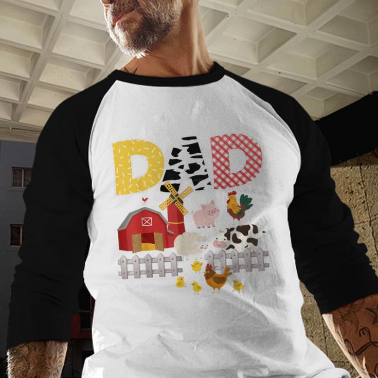 Dad Birthday Boy Farm Animal Farming Farmer Family B-Day Men Baseball Raglan Shirt
