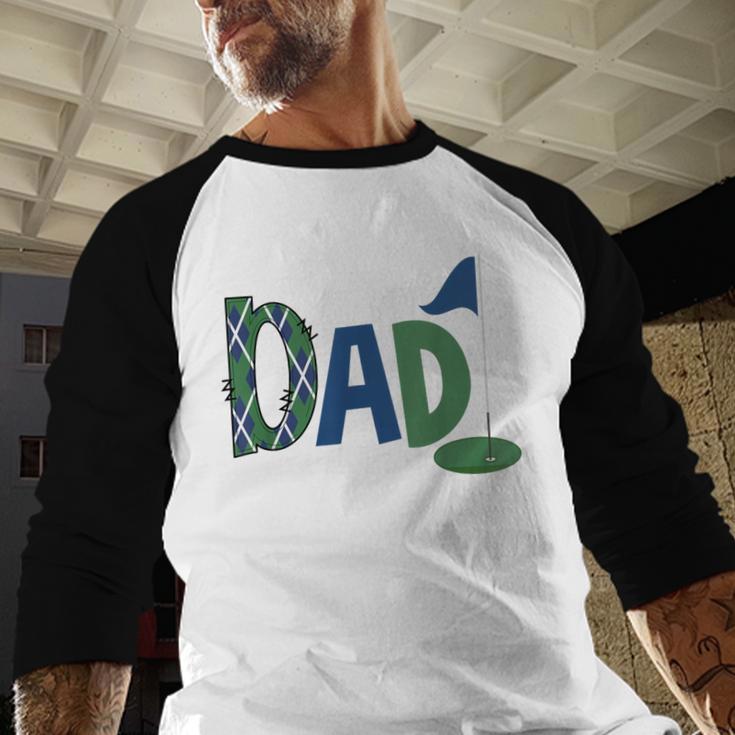 Dad Of The Birthday Boy Hole In One Golf Sport Matching Men Baseball Raglan Shirt