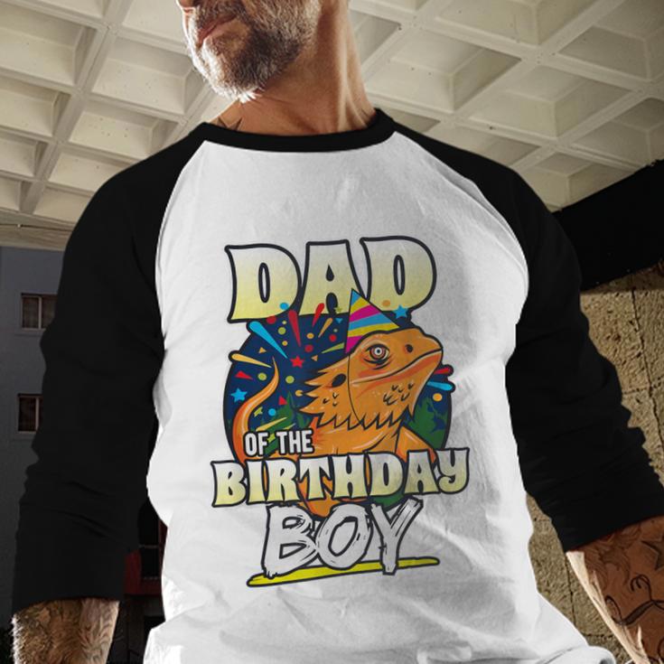 Dad Of Birthday Boy Kids Reptile Birthday Party Men Baseball Raglan Shirt