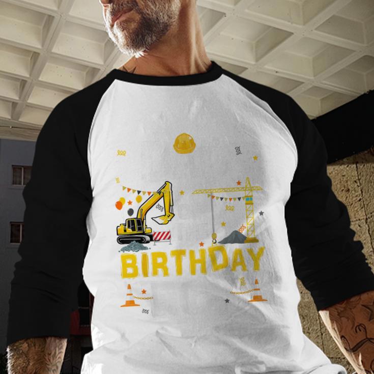 Dad Of The Birthday Boy Matching Construction Crew B-Day Men Baseball Raglan Shirt