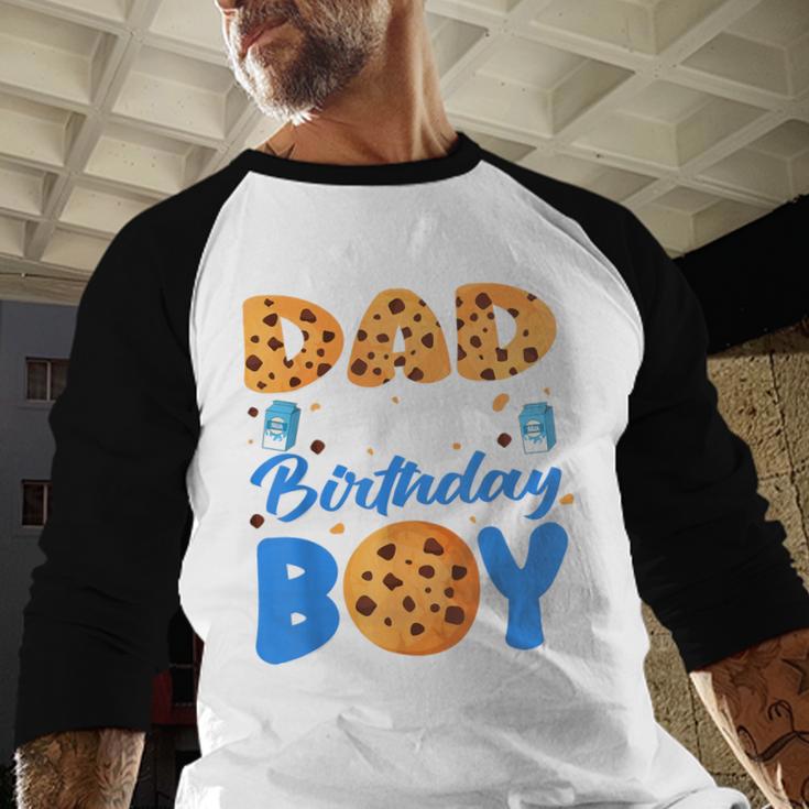 Dad Of The Birthday Boy Milk And Cookies 1 Year Old Men Baseball Raglan Shirt