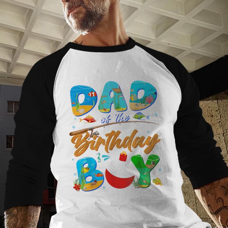Dad Of The Birthday Boy Ofishally One Family Matching Party Men Baseball Raglan Shirt