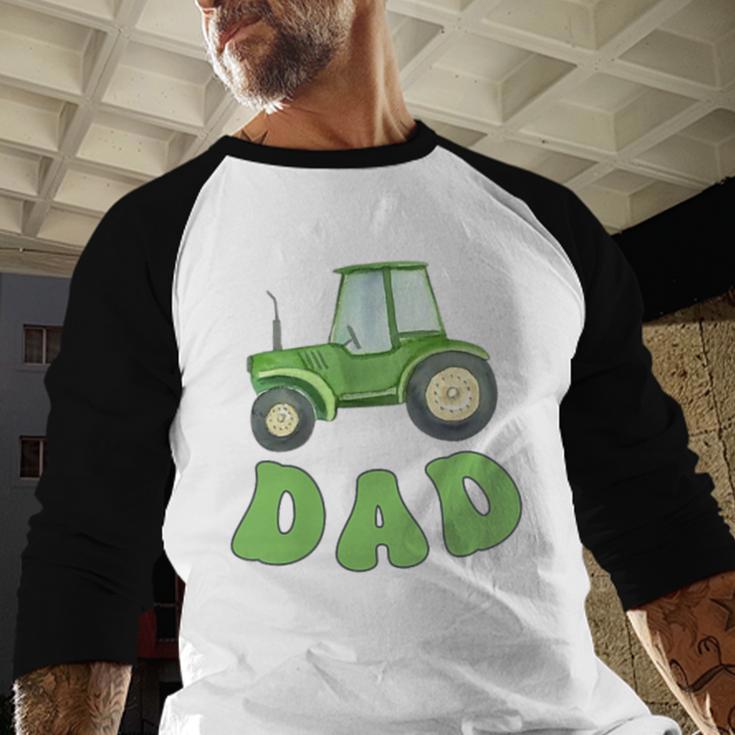 Dad Of The Birthday Boy Tractor Farm Trucks Family Party Men Baseball Raglan Shirt