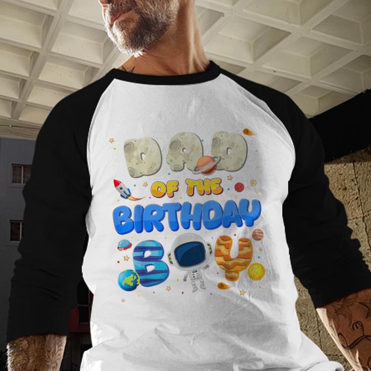 Dad Of The Birthday Boy Two The Moon Space Family Matching Men Baseball Raglan Shirt