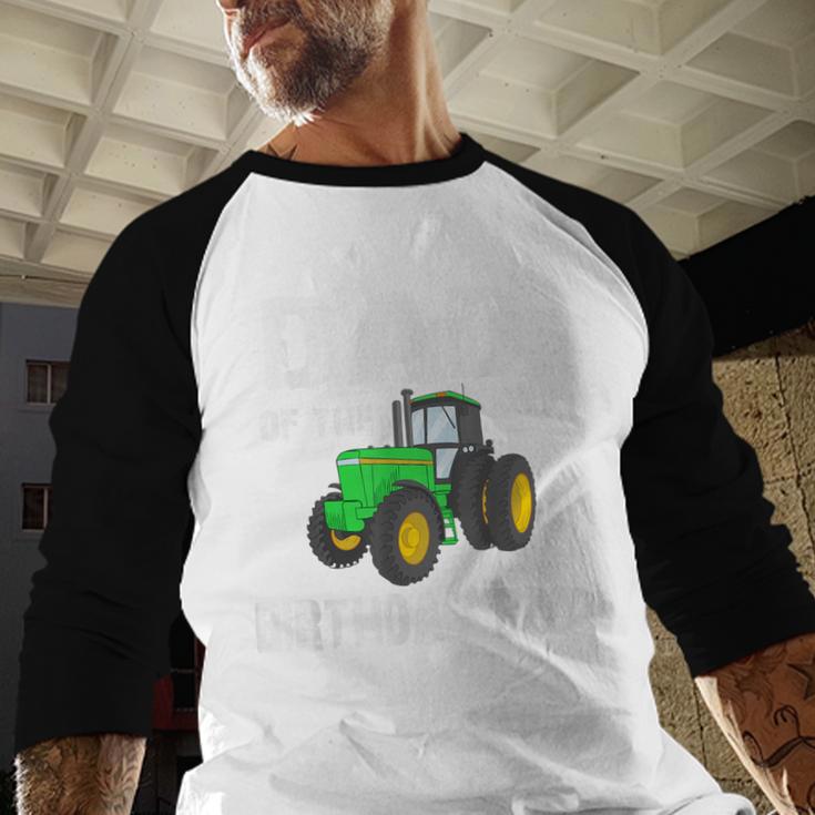 Dad Of The Birthday Boy Vintage Farm Tractor Party Family Men Baseball Raglan Shirt