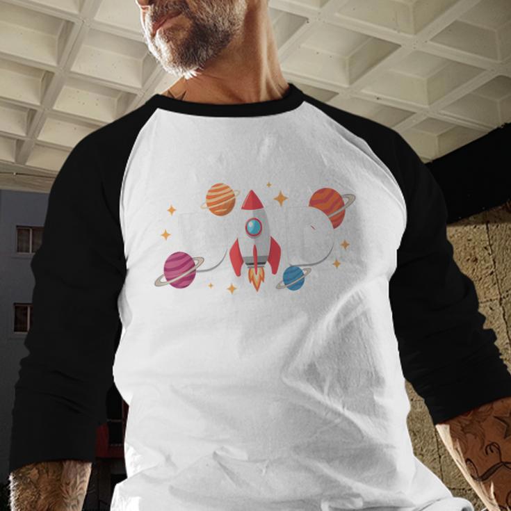 Dad Of The Birthday Boys Space Astronaut 1st Birthday Family Men Baseball Raglan Shirt