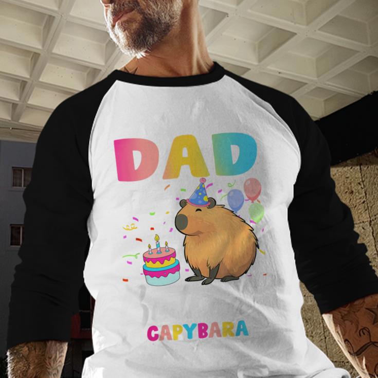 Dad Of The Birthday Capybara Girl Bday Party Family Men Baseball Raglan Shirt