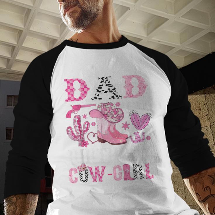 Dad Of The Birthday Cow-Girl Rodeo Cowgirl Bday Men Baseball Raglan Shirt