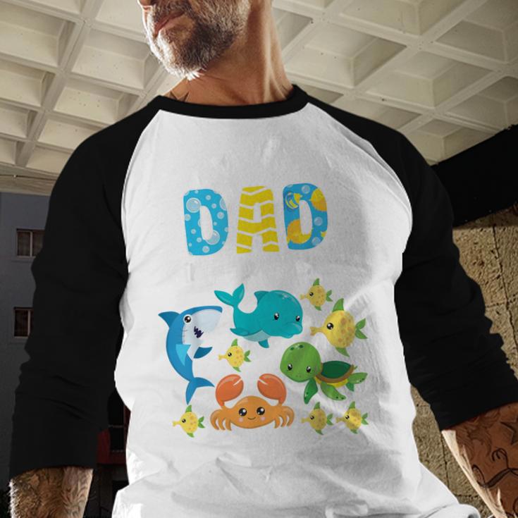 Dad Birthday Crew Sea Ocean Fish Aquarium Bday Party Men Baseball Raglan Shirt