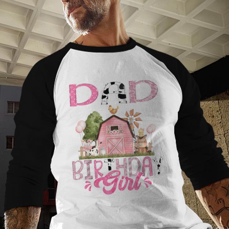 Dad Of The Birthday Girl 1St Birthday Pink Cow Farm Men Baseball Raglan Shirt Dad Of The Birthday Girl 1St Birthday Pink Cow Farm Men Baseball Raglan Shirt