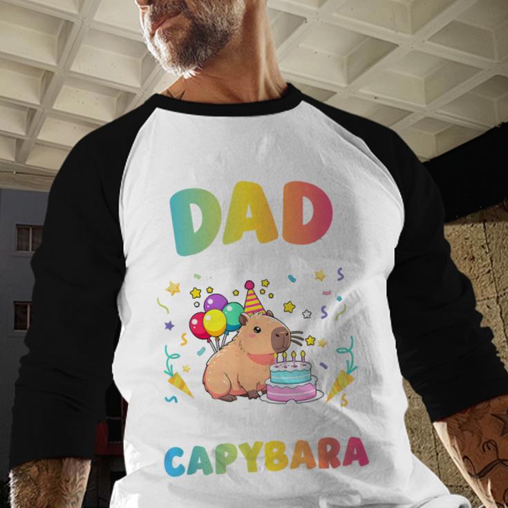 Dad Of The Birthday Girl Capybara Bday Party Family Men Baseball Raglan Shirt