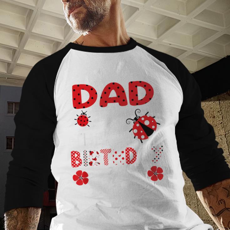 Dad Of The Birthday Girl Family Ladybug Birthday Men Baseball Raglan Shirt