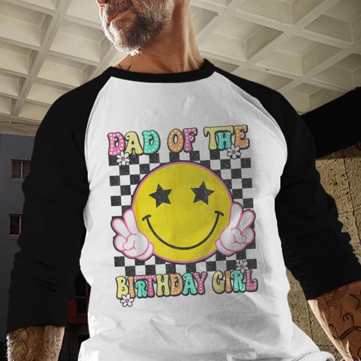 Dad Of The Birthday Girl Retro Family Matching Party Bday Men Baseball Raglan Shirt