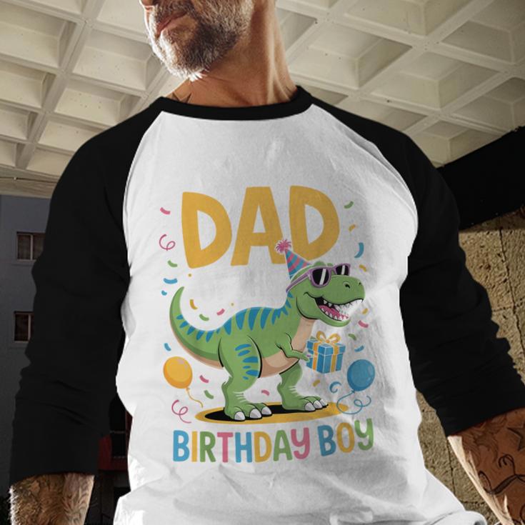 Dad Of The Birthday Party Outfit Dinosaur Squad Daddy Men Baseball Raglan Shirt
