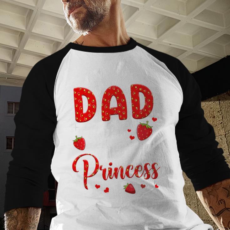 Dad Of The Birthday Princess Strawberry Theme Bday Party Men Baseball Raglan Shirt