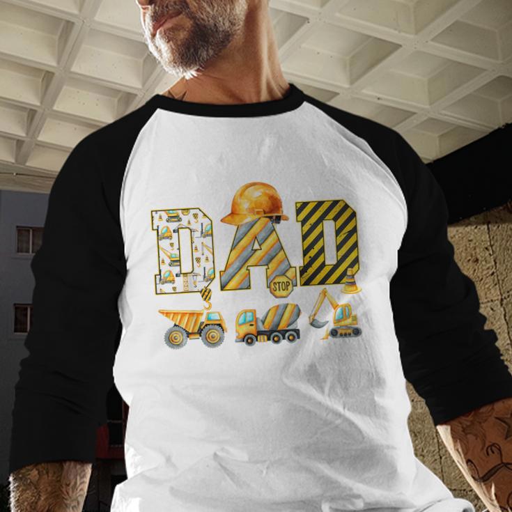 Dad Construction Excavator Kids Matching Family Party Men Baseball Raglan Shirt