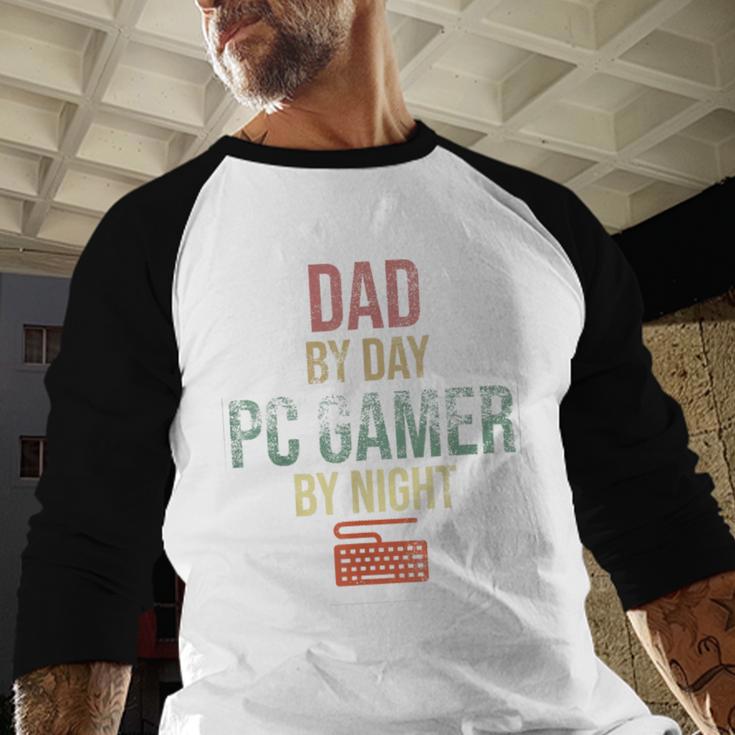 Dad By Day PC Gamer By Night For Gaming Dads Men Baseball Raglan Shirt