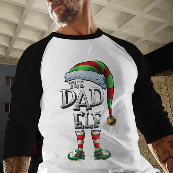 The Dad Elf Shirt Matching Family Dad Christmas Elf Men Baseball Raglan Shirt