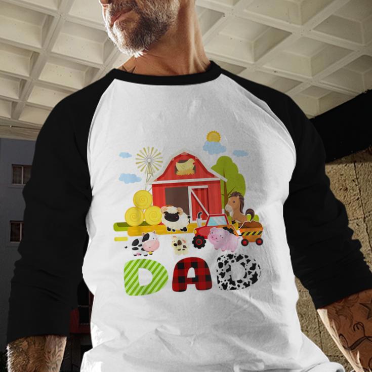Dad Farm Animal Birthday Family Matching Party Men Baseball Raglan Shirt