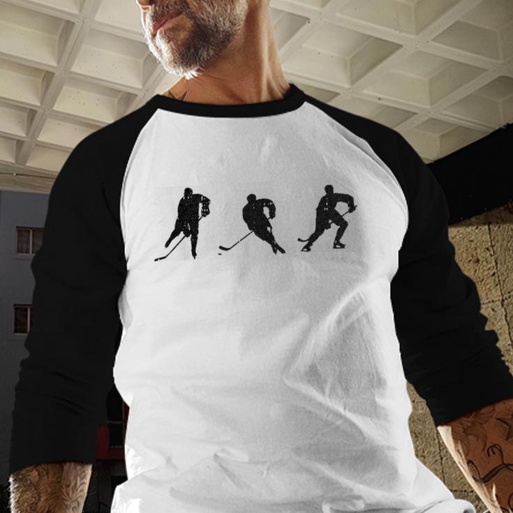 Dad Hockey Fathers Day Cool Sport Player Papa Dada Pops Men Baseball Raglan Shirt