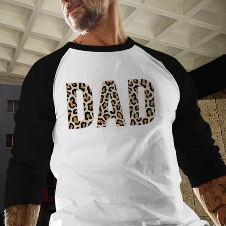 Dad Leopard Print Fathers Day Men Baseball Raglan Shirt