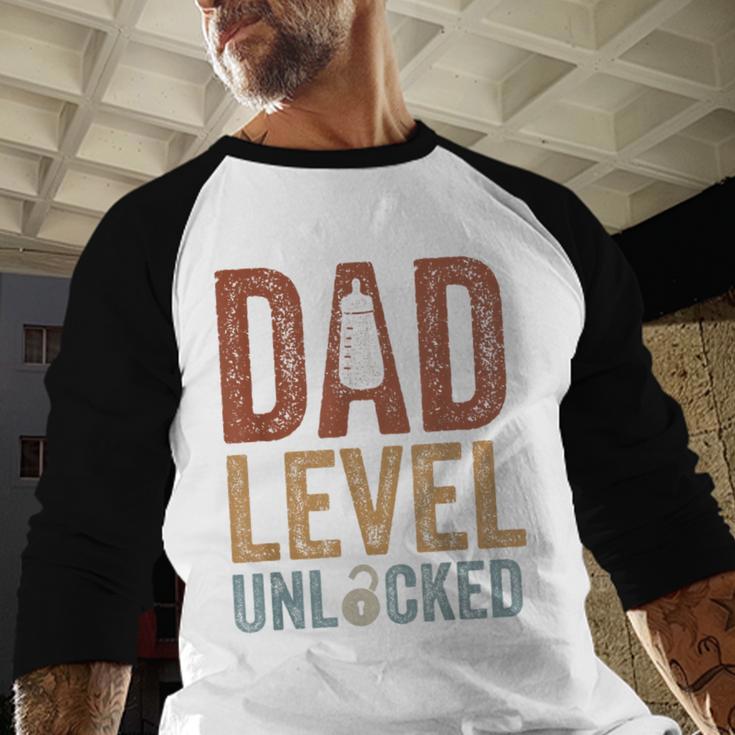 Dad Level Unlocked Father To Be New Daddy Men Baseball Raglan Shirt