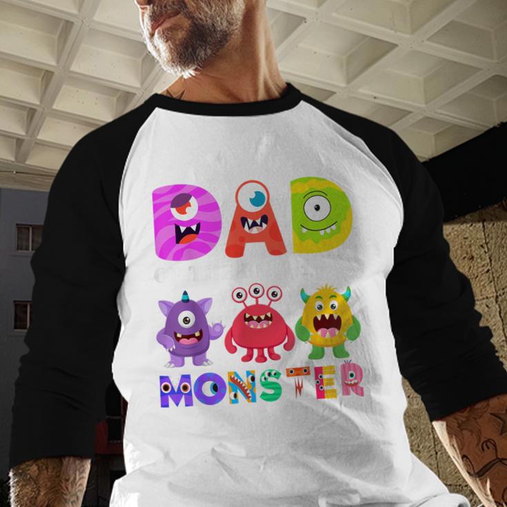 Dad Little Monster Kids 1st Birthday Party Family Monster Small Men Baseball Raglan Shirt
