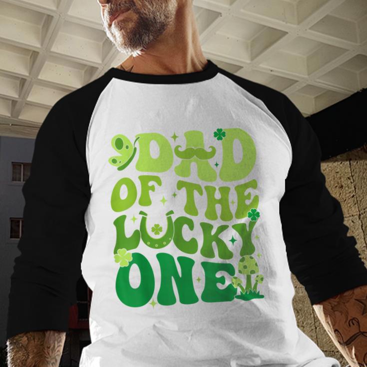 Dad Of The Lucky One Saint Patrick's Day Children Birthday Men Baseball Raglan Shirt