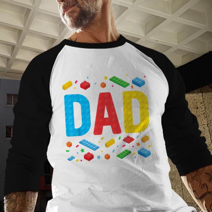 Dad Master Builder Building Bricks Blocks Family Fathers Day Men Baseball Raglan Shirt
