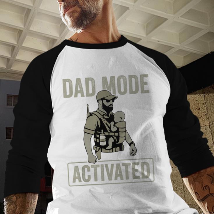 Dad Mode Activated Tactical Baby Carrier Military Father Men Baseball Raglan Shirt
