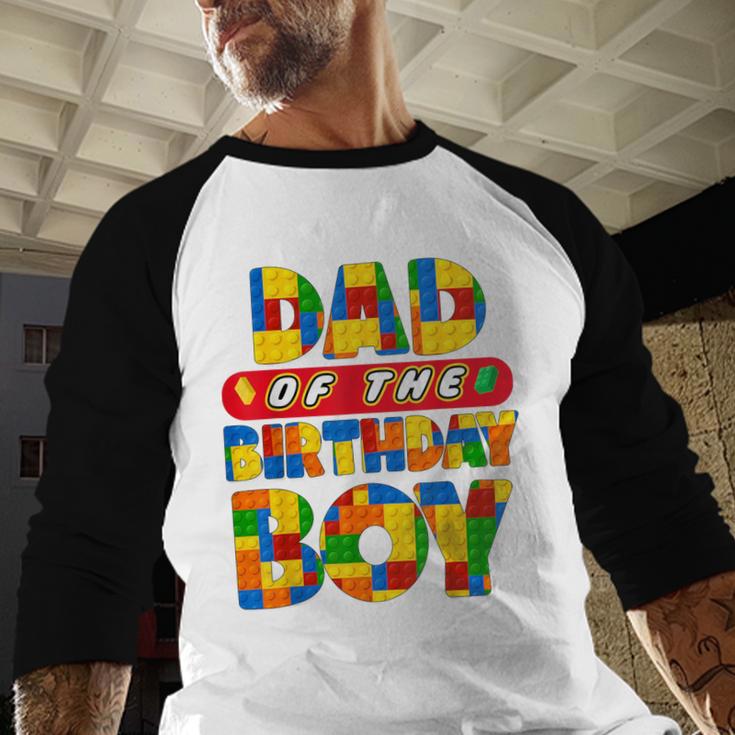 Dad And Mom Birthday Boy Building Bricks Family Party Decor Men Baseball Raglan Shirt