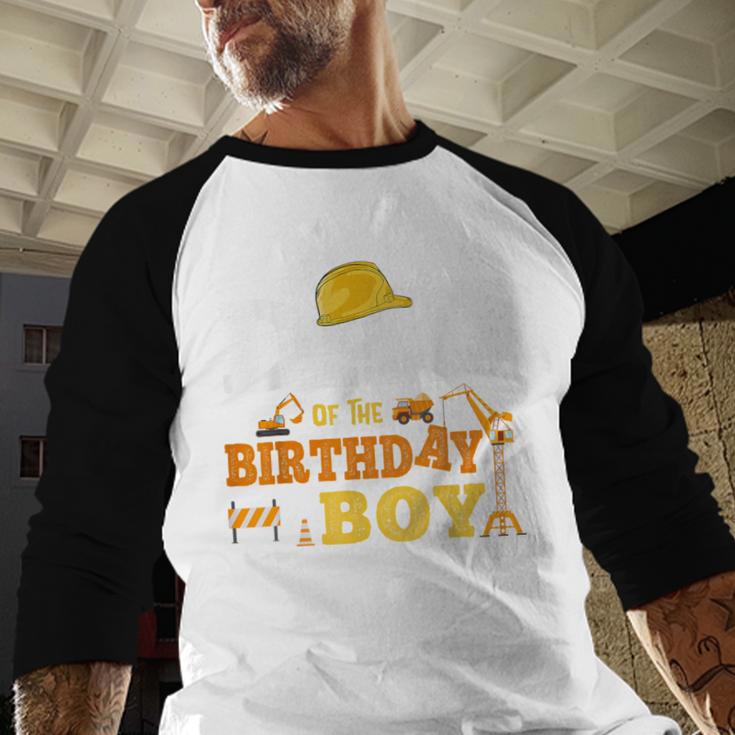 Dad Mom Of The Birthday Boy Kid Construction Matching Family Men Baseball Raglan Shirt
