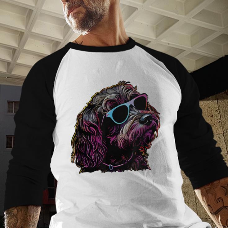 Dad Mom Cool Dog Sunglasses Cockapoo Men Baseball Raglan Shirt