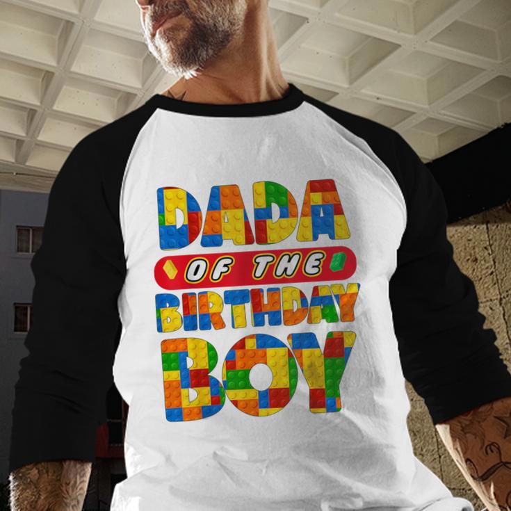 Dad And Mom Dada Birthday Boy Building Bricks Family Party Men Baseball Raglan Shirt
