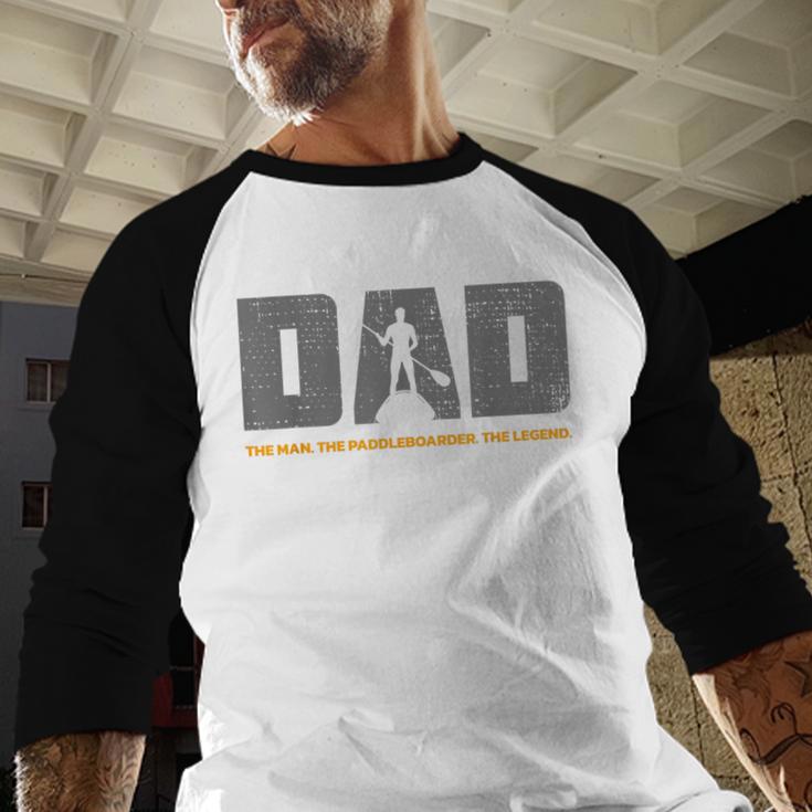 Dad Paddleboarder On SUP Paddle Board Dad Standup Paddling Men Baseball Raglan Shirt